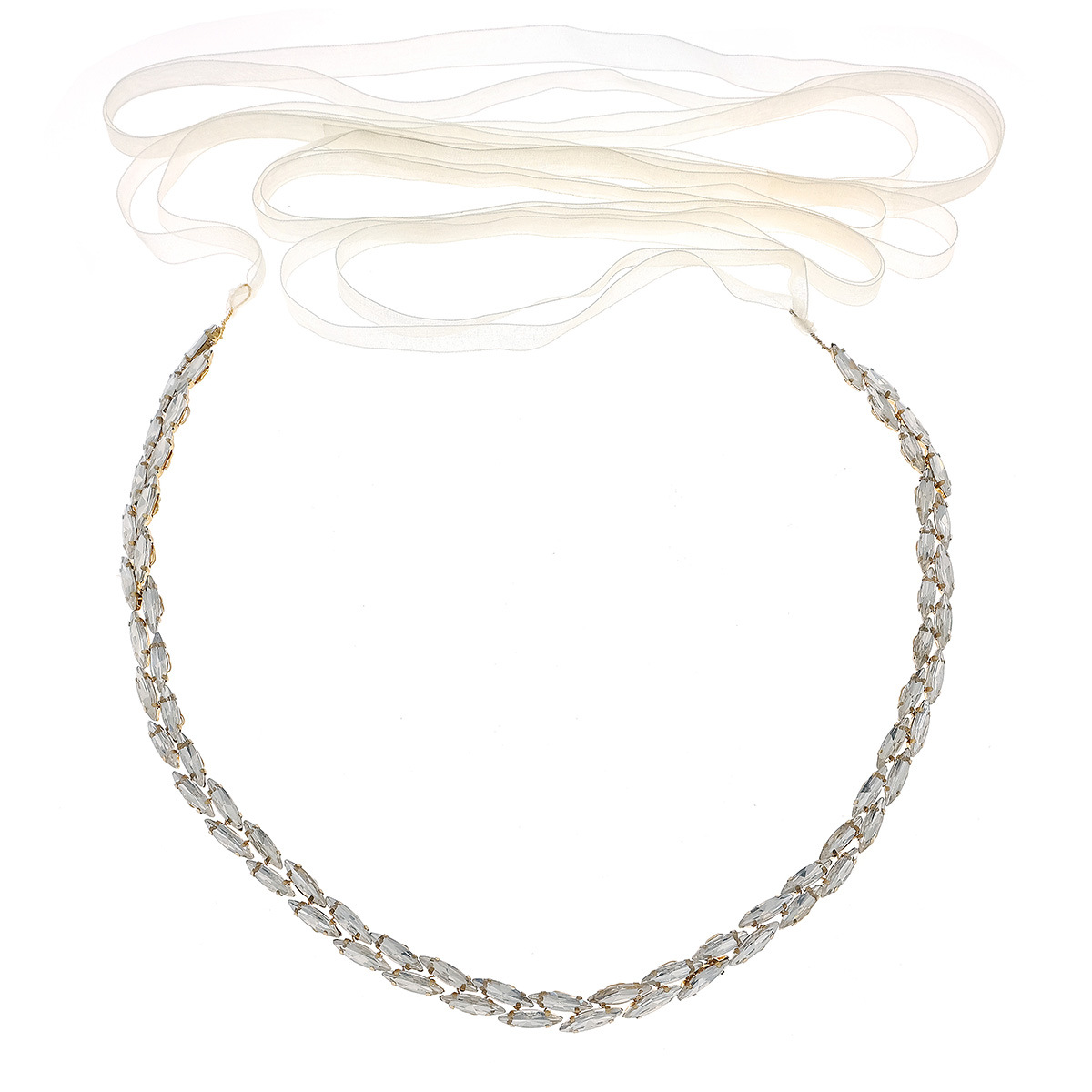 The new European and American bride's waist decoration is exquisite. It features a double-row water diamond dress waist seal and a versatile water diamond belt for photography and photo shoots Item Picture