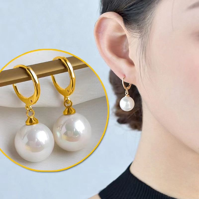 Liu Yifei's single-pearl ear buckles are simple, versatile, fashionable and light luxury earrings with a niche design sense Specification drawing