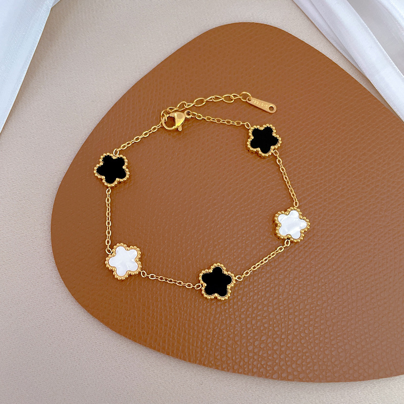 【 All-titanium Steel 】 Five flower shells Dongdaemun personalized bracelet, a retro birthday gift for a female Internet celebrity and her best friend details Picture