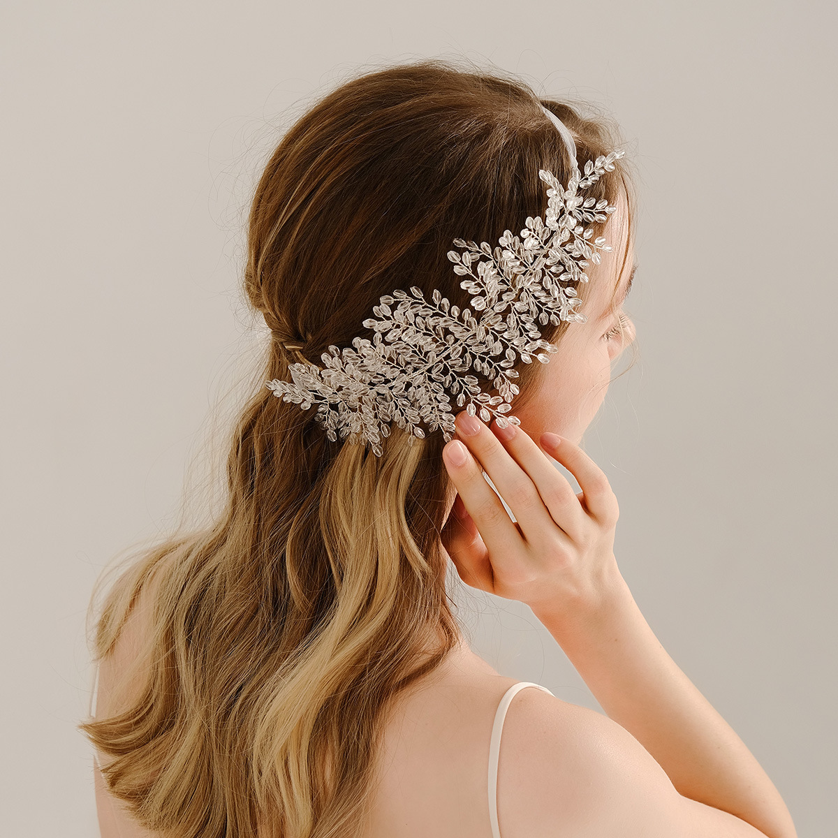 European and American exaggerated heavy industry headwear, bride headband, double-row widened crystal headband, stage fashion show, full diamond dress hair accessory full figure