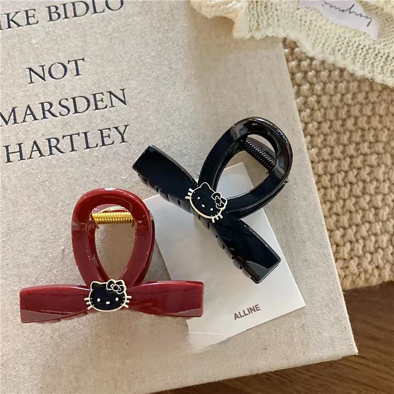 The new Korean cat letter Anchorage red hairpin for women, a cute spring and summer scratch-off shark clip, a versatile hair accessory for women details Picture