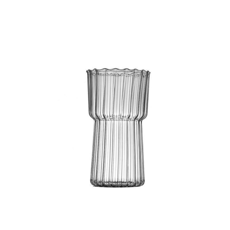 Home striped coffee glass water cup, ins style simple striped cup, high borosilicate juice cup of the same style as the Internet celebrity Item Picture
