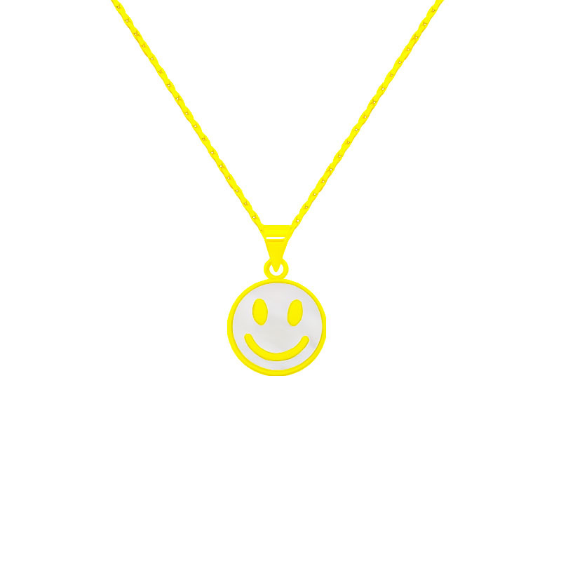 High-end, niche and cute smiley face pendant, hip-hop and simple titanium steel sweater chain, fashionable cross-border couple accessories Item Picture