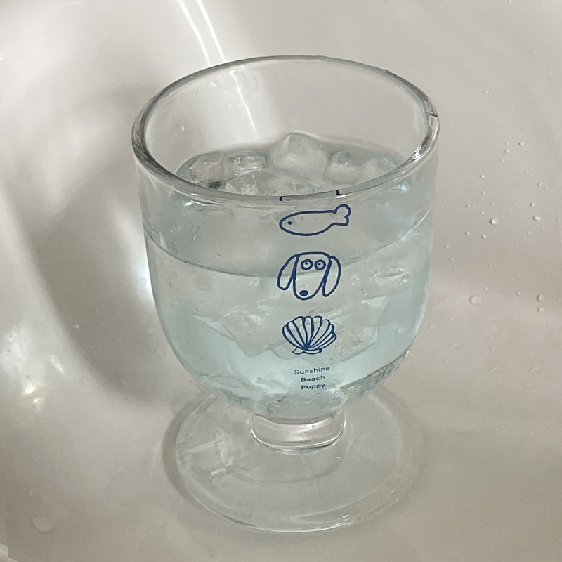 New niche mid-style Instagram ocean shell hook tall glass, cute and chubby dessert cup, couple water cup Item Picture