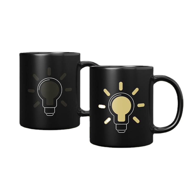 Wholesale of square heart creative gifts, personalized color-changing ceramic cups, engraved couple water cups, and ceramic mugs Item Picture