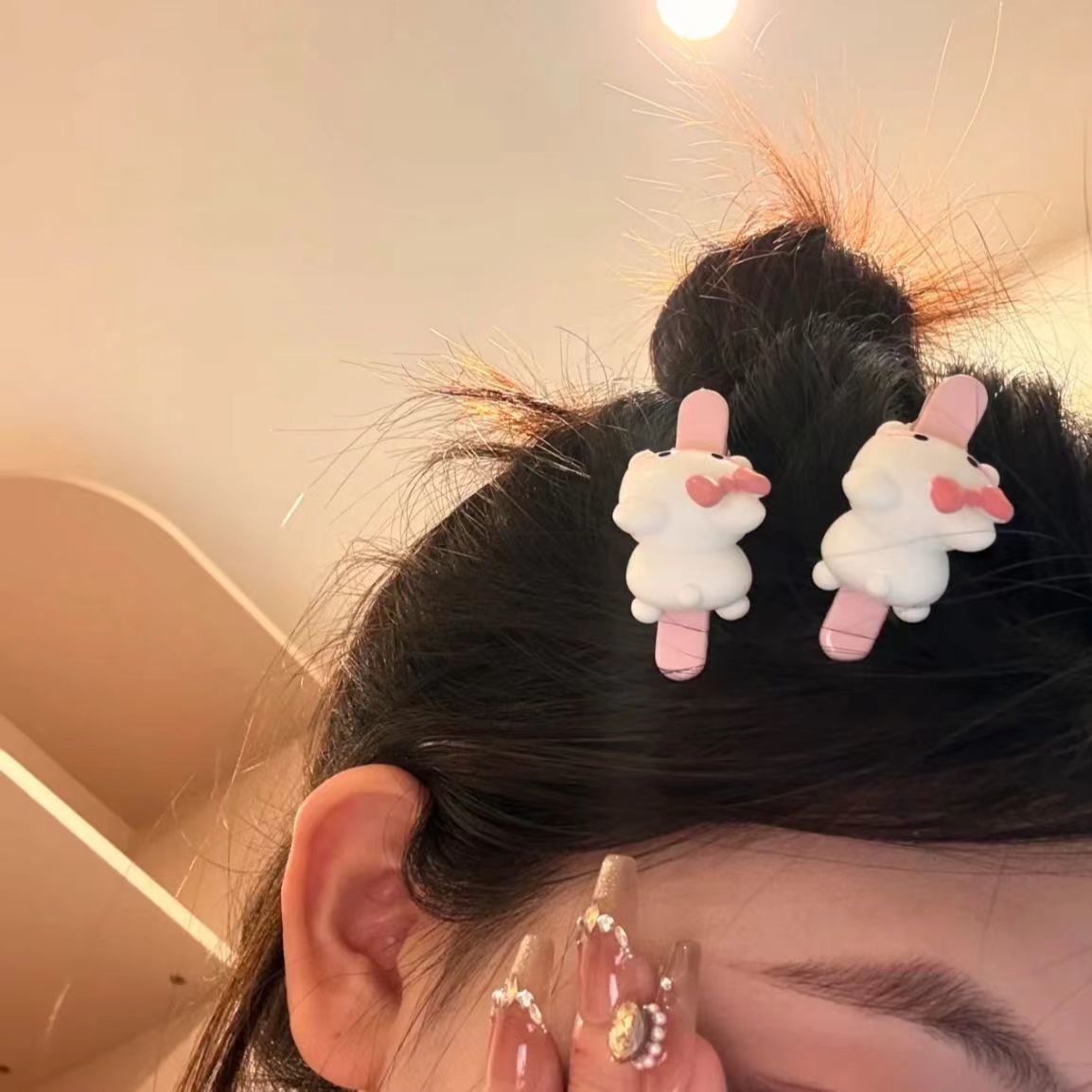 Hellokitty Papap Side Clip, kt Cat straight clip, bangs clip, side clip, ducktail clip, Hairpin without trace full figure