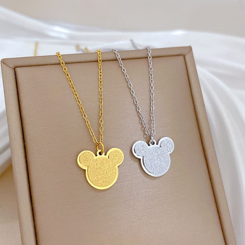 【 All-titanium Steel 】 Minimalist style gold foil mouse furnace, real gold necklace, female Instagram influencer collarbone chain accessory Specification drawing