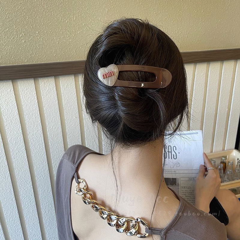 Acrylic Heart min duckbill Clip Side Clip Large Broken Hair Bangs Clip Casual Style Scarless Hair clip New Style Specification drawing