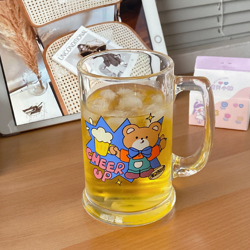 Bolimei designer glass beer mugs, large-capacity water cups, milk tea cups, cold drink juice cups, cold brew cups Specification drawing