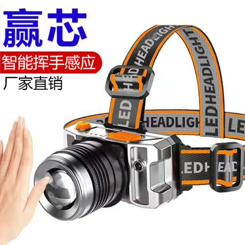 强光远射户外感应头灯批发变焦LED头戴式矿灯手电筒详情1