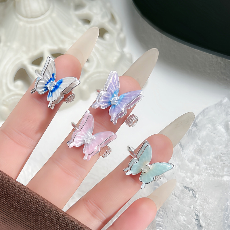 The new autumn and winter collection features a dreamy and sweet gradient butterfly opening ring with a unique and niche design for women. It is exquisite and fashionable Specification drawing