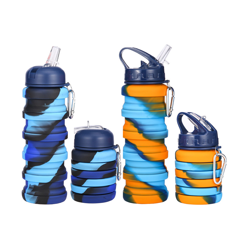 Outdoor travel food-grade silicone folding water cup, sports water bottle, eco-friendly BPA-free water bottle, silicone cup Item Picture