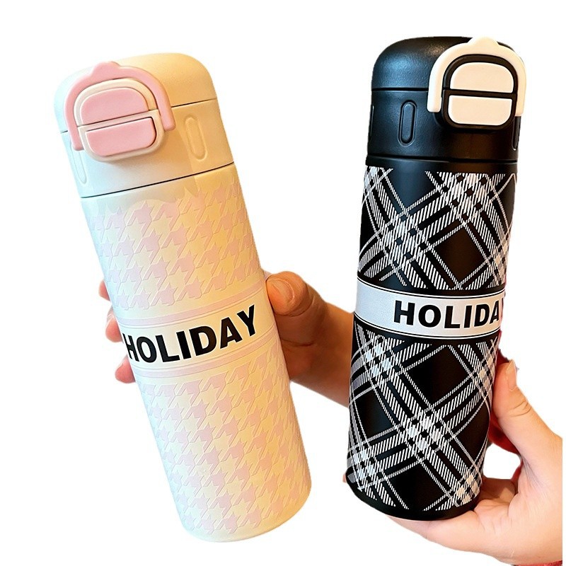 Holiday Paris high appearance level Men's and women's insulated cups, 316 stainless steel water cups, double drinking with handle rope, large milliliter insulated cups Item Picture