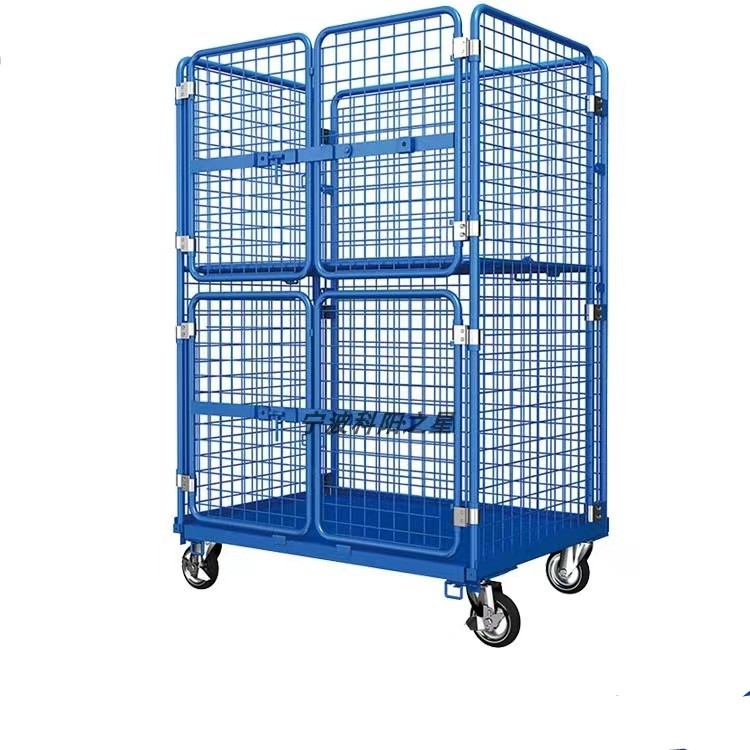 Mobile logistics trolleys, folding grid push-pull carts, turnover handling and loading vehicles, sorting express delivery baskets, storage cage carts Item Picture