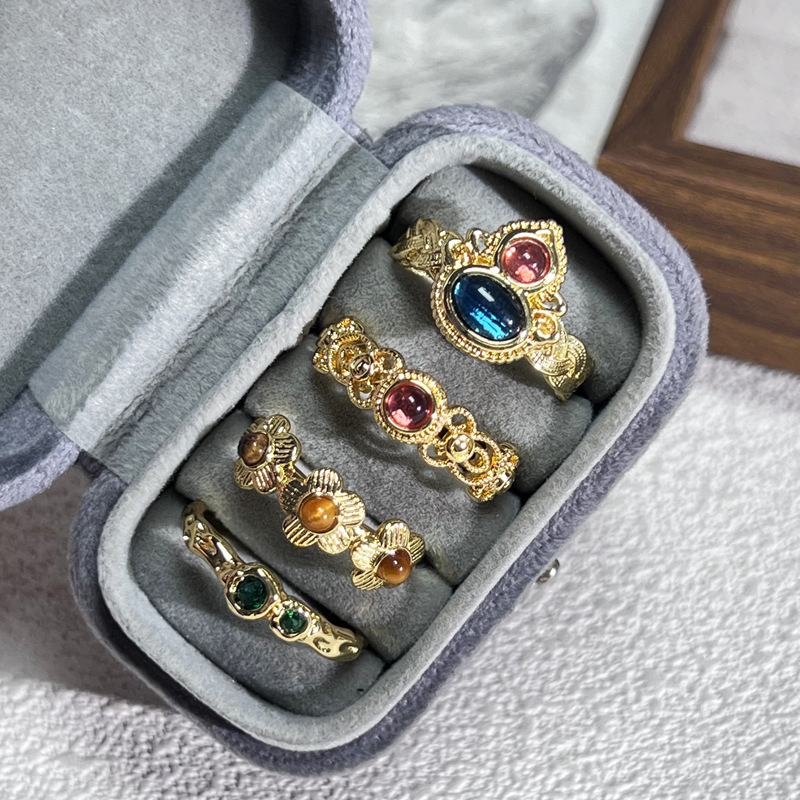 New Chinese-style high-end ethnic dual-color magic gourd ring, women's traditional Chinese style exquisite and versatile Hanfu accessory ring trend Specification drawing