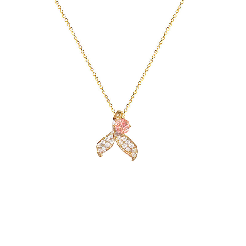 Wholesale 18K genuine gold titanium steel fishtail necklace from Japan and South Korea, non-fading women's necklace, fashionable and trendy collarbone chain Item Picture