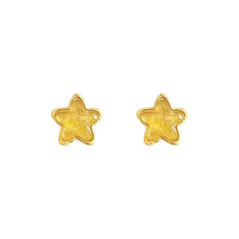 Summer Yellow star earrings 2025 New style art student light luxury high-end stud earrings, niche sweet and cute earrings Application Scenario
