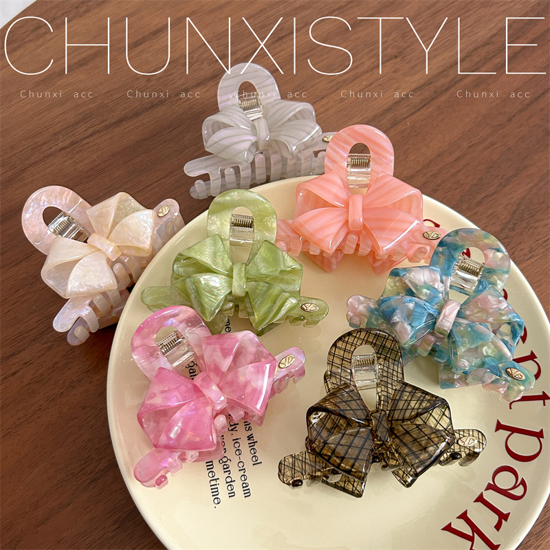 Korean acetate design sense three-dimensional bow gripper, high-end and elegant style gripper, light luxury shark clip hair clip details Picture