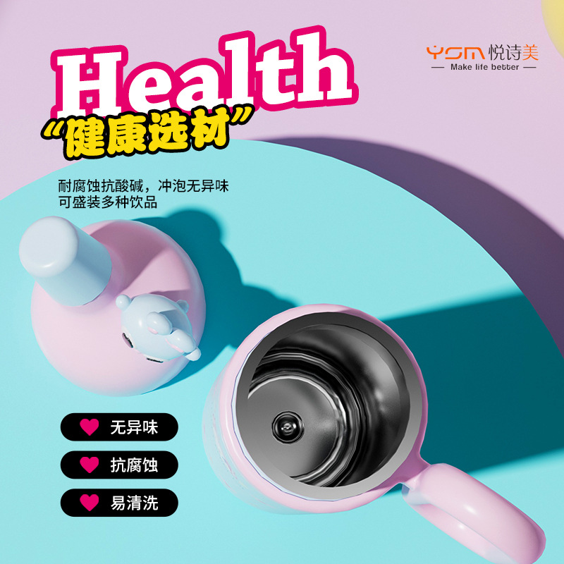 Wholesale of best-selling dopamine cartoon doll insulated cups, desktop large-capacity portable straw cups, and internet-famous double drinking cups details Picture