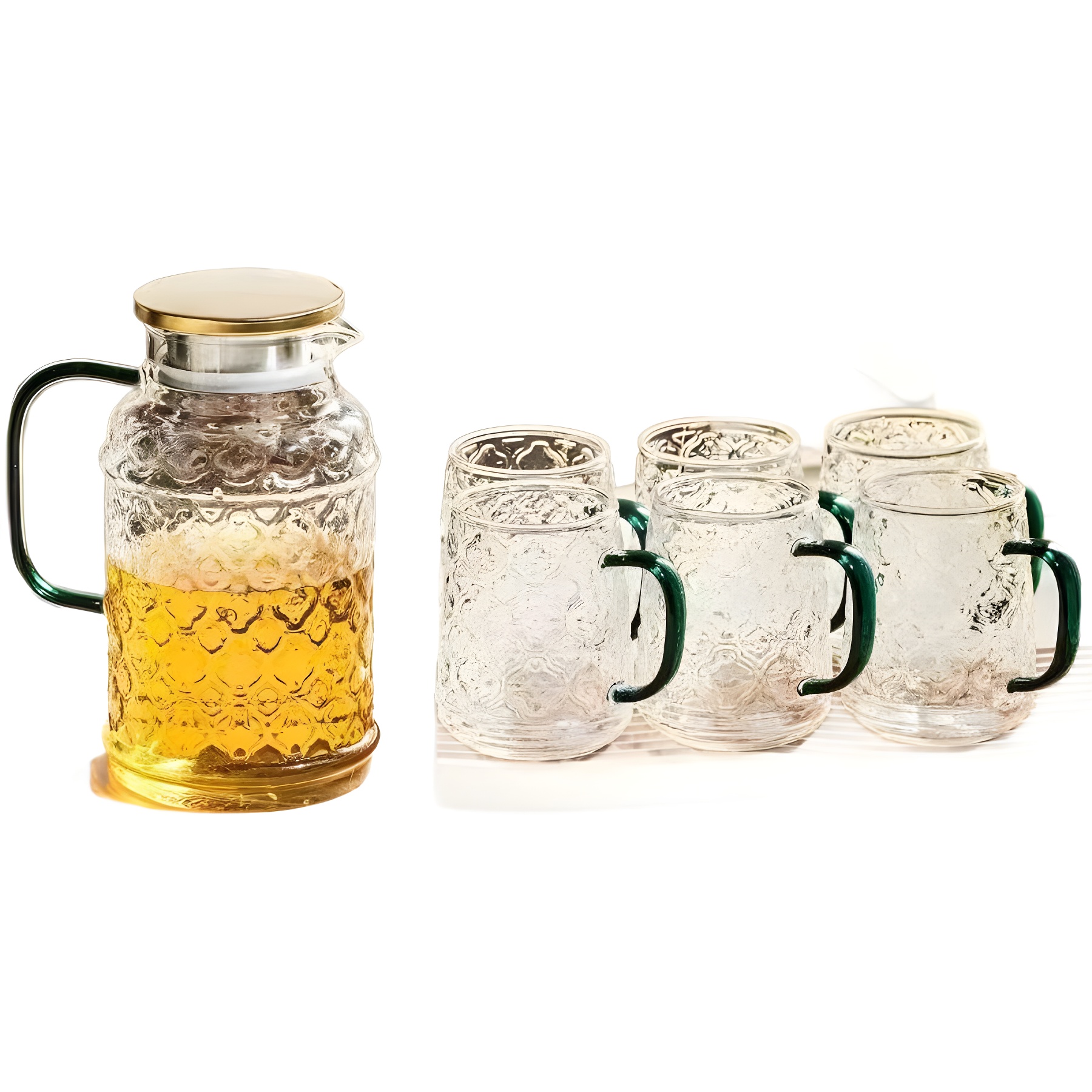 Large-capacity glass cold water bottle, summer juice, crabapple, cold boiled water, fruit tea, cold drink, large water set for household use Item Picture