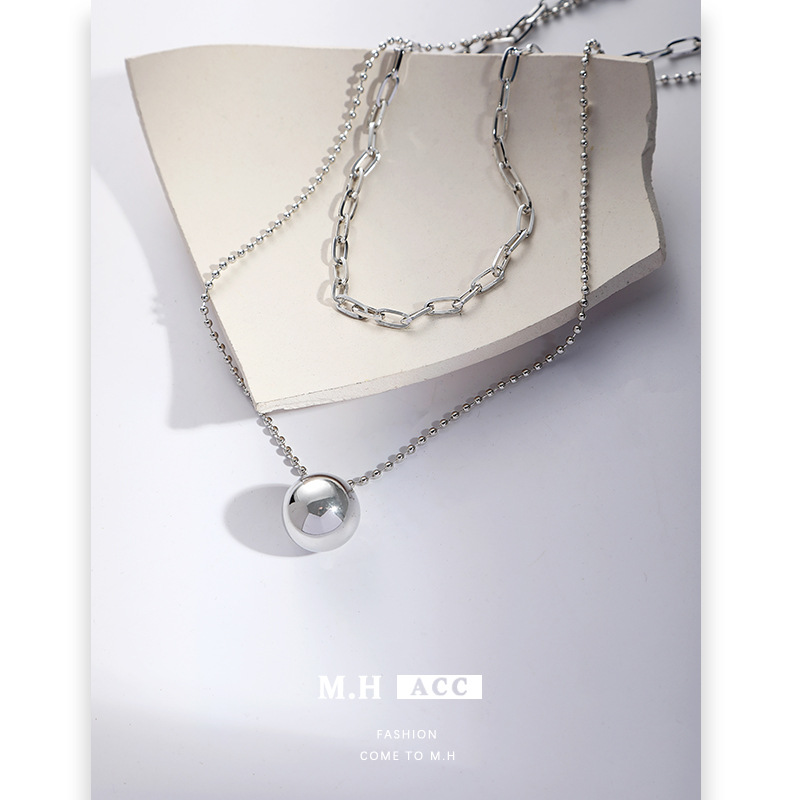 The simple style round bead stacked necklace is a fashionable and versatile cross-border accessory for women. The sweater chain is unique and individualistic Specification drawing