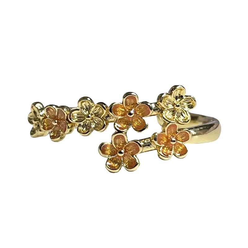 New court-style irregular flower drip glaze fashionable and individual ring, versatile for women, sweet, cool, niche and high-end ring Item Picture