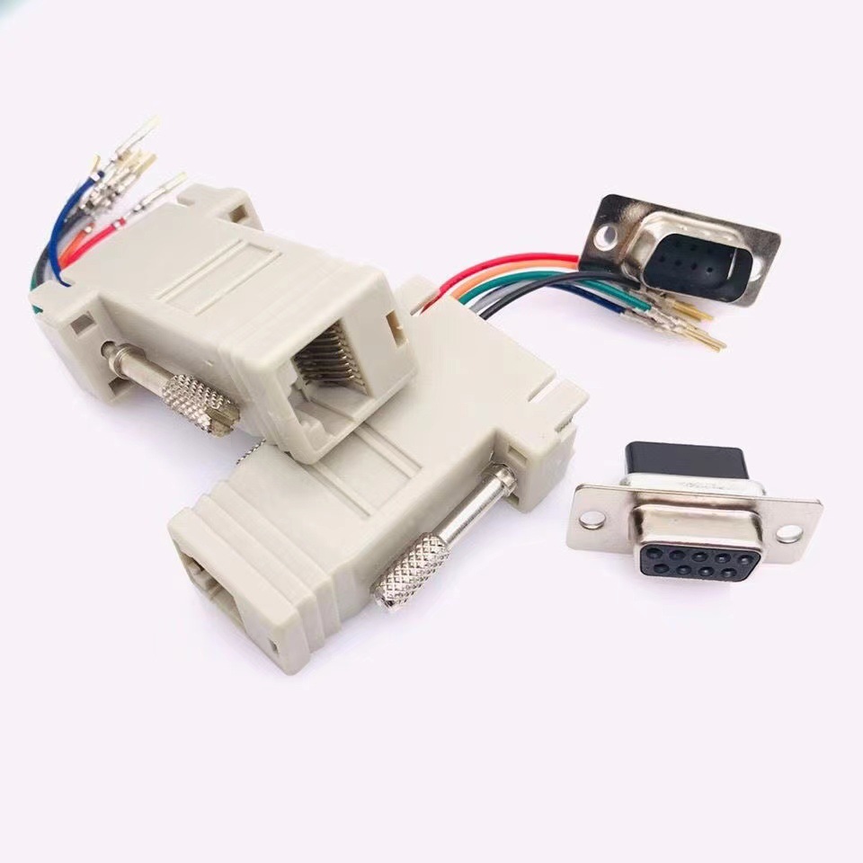 RJ45 to DB9RS232 serial port adapter, network port converter, network port to RJ45, DB9 male/female external connection Item Picture