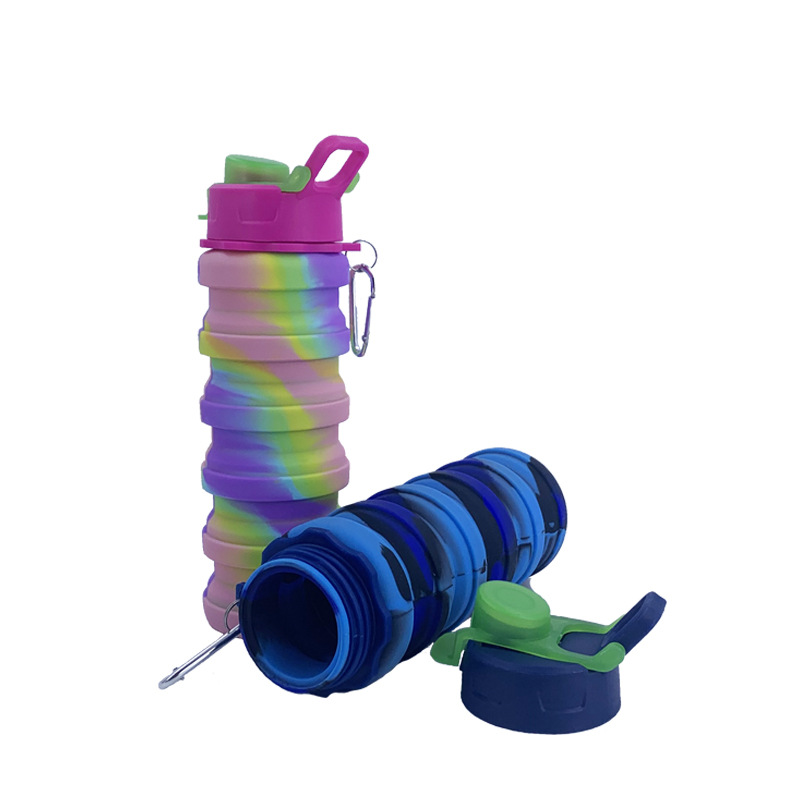 Cross-border exclusive silicone water bottle, creative foldable portable mountaineering water cup, outdoor cycling telescopic cola bottle Item Picture