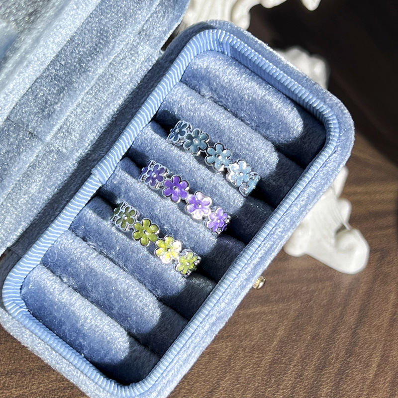 Cross-border bestseller Summer dopamine flower ring, a niche design for women, light luxury, sweet, exquisite, simple and versatile ring Specification drawing