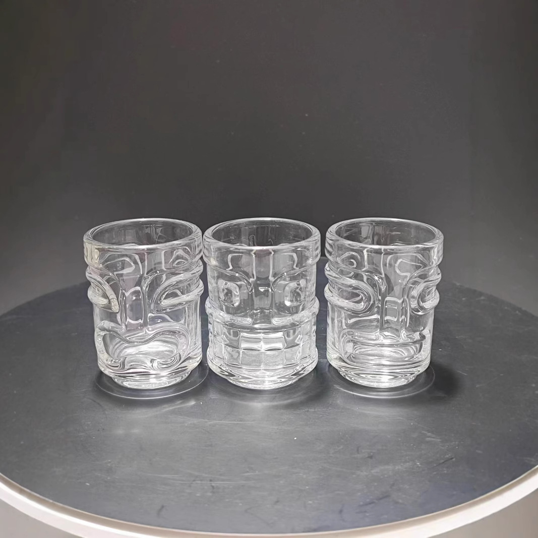 Coffee mini tiki bullet cup, creative home Tiki small wine glass, sip cup, cocktail cup, glass spirits cup Specification drawing
