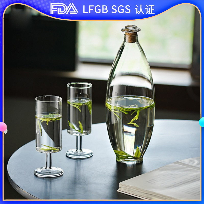 High borosilicate glass water drop cold brewing bottle, multi-functional transparent wine set, green tea heat and cold resistant tea set, high appearance level vase full figure