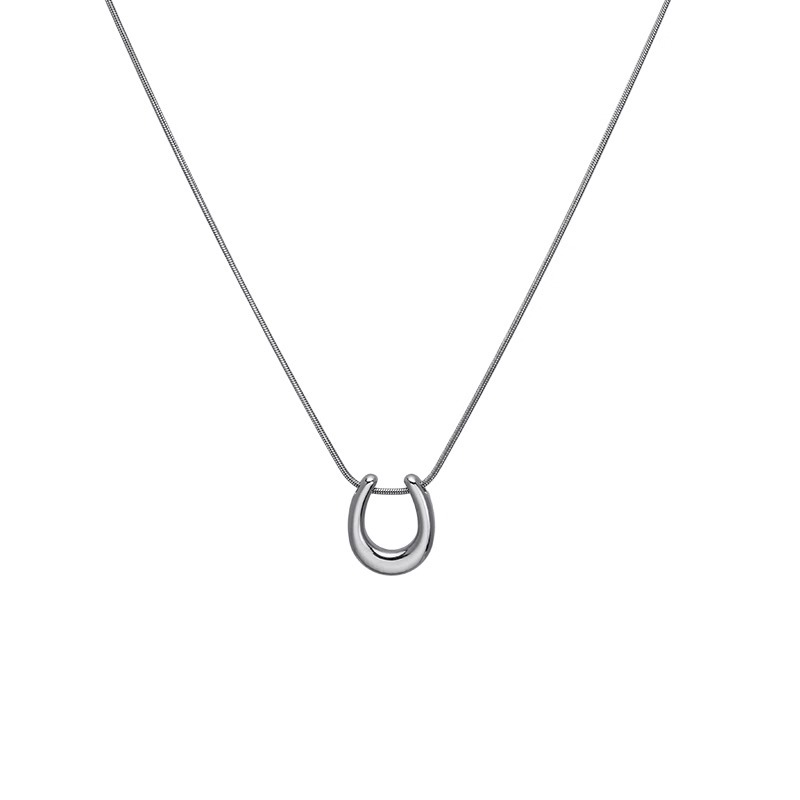 The U-shaped horseshoe pendant necklace with a design sense, a new 2024 women's light luxury and niche collarbone chain accessory hoodie chain Item Picture