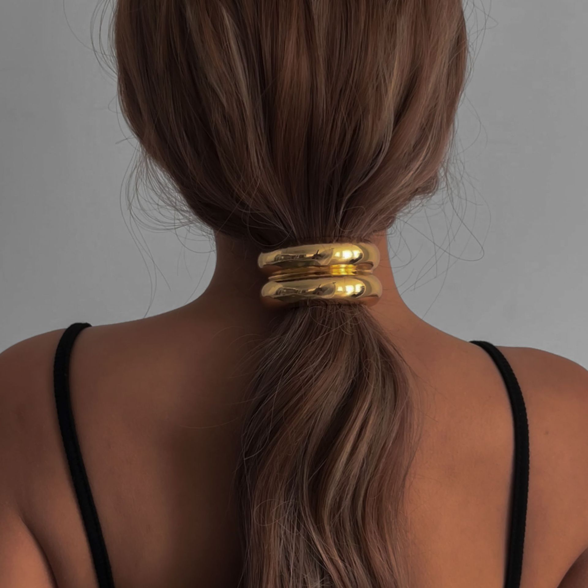European and American cross-border personalized alloy circular elastic hair tie, versatile cold style hair accessory headwear, geometric ponytail hair tie Specification drawing