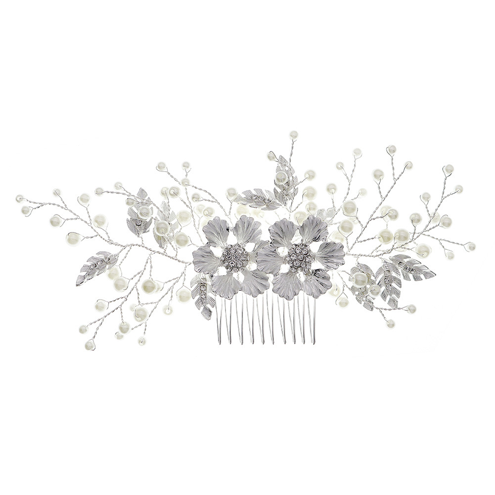 miallo cross-border exclusive DIY handcrafted bridal hair accessories, alloy flowers, diamond-encruffled combs, high-end wedding accessories Item Picture