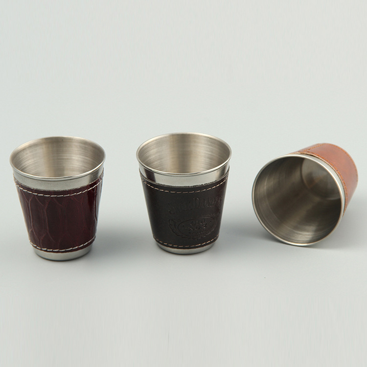 Cross-border supply of stainless steel small wine glasses, advertising cup sets, portable Korean-style wine glasses with zippers and cup sleeves for going out Specification drawing