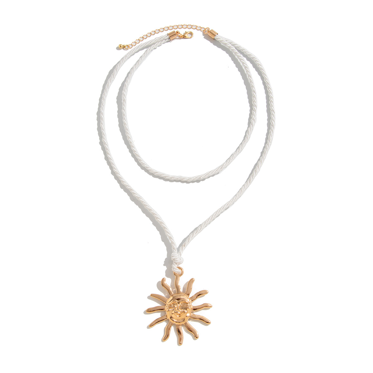 European and American cross-border jewelry vacation exaggerated face sunflower metal pendant Necklace stacked twisted rope Necklace Item Picture