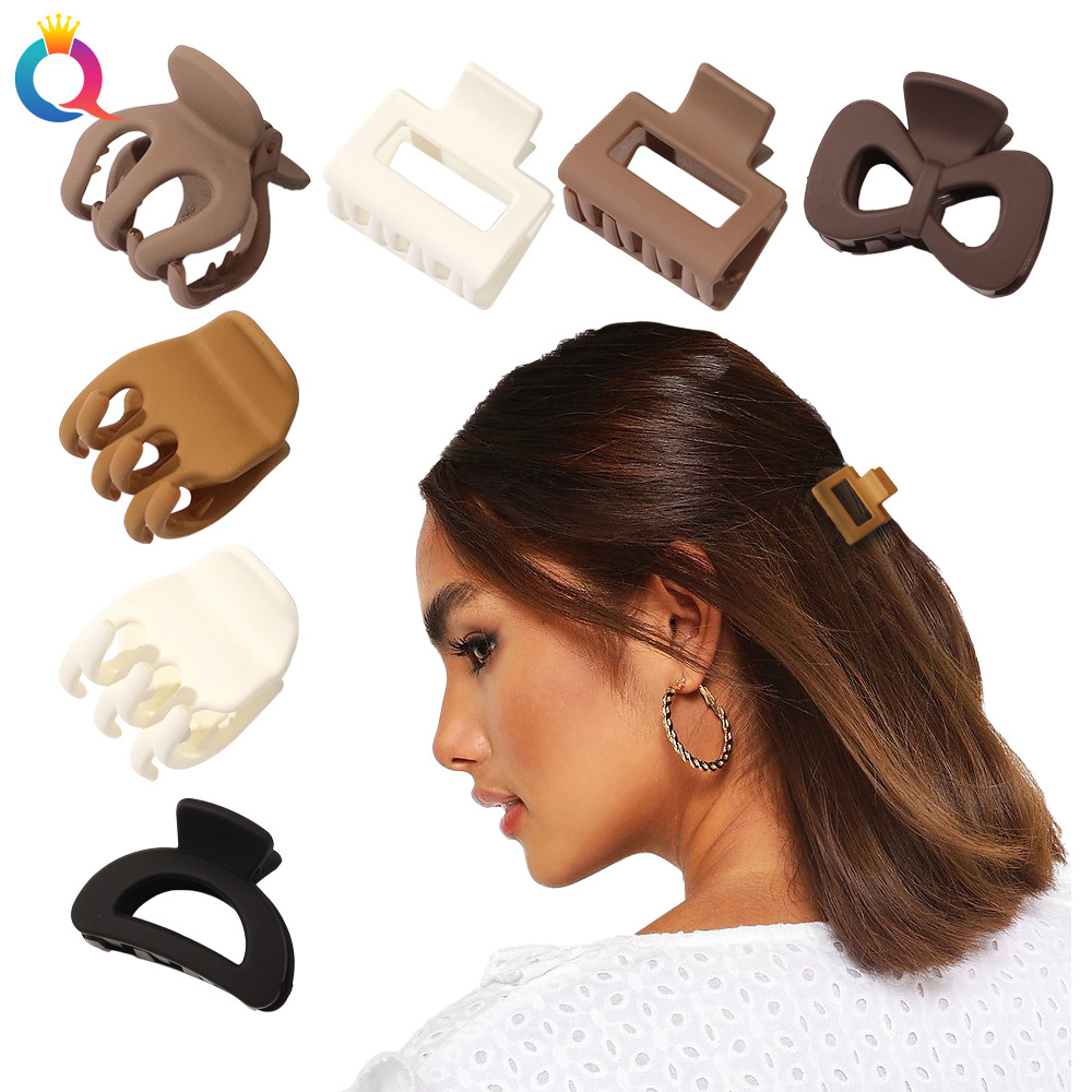 Qiyue Amazon Cross-border matte high ponytail Grab Clip small hair clip, versatile shark clip hair accessories for going out details Picture