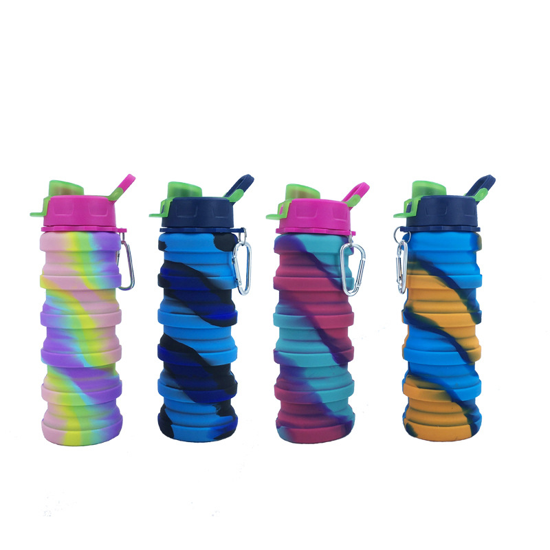 Cross-border exclusive silicone water bottle, creative foldable portable mountaineering water cup, outdoor cycling telescopic cola bottle details Picture