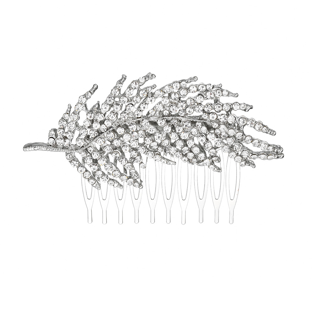 European and American classic bride's hair comb, leaf and branch hair comb, creative alloy headwear, wedding dress and evening gown, hair updo Item Picture