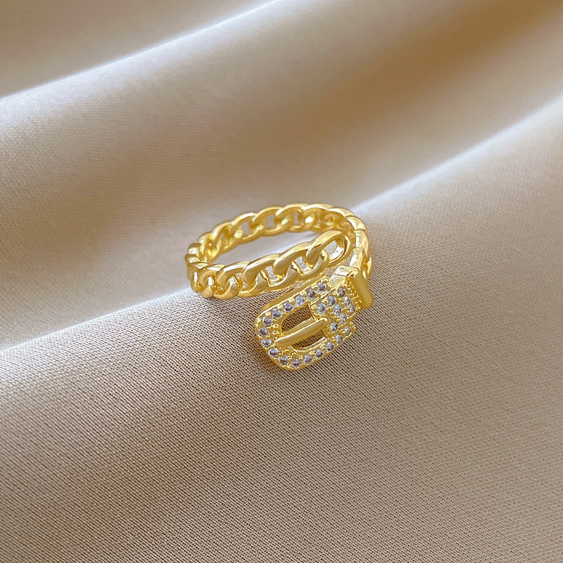 【 Real Gold 】 Chain, belt, full diamond ring, adjustable opening, simple Japanese-style bracelet, couple rings Application Scenario