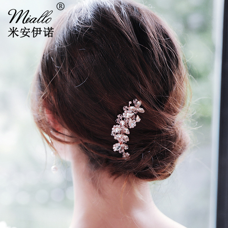 European and American cross-border bride accessories, retro crystal insert combs, wedding banquet wedding gowns, dress headwear, handcrafted rhinestone hair combs full figure