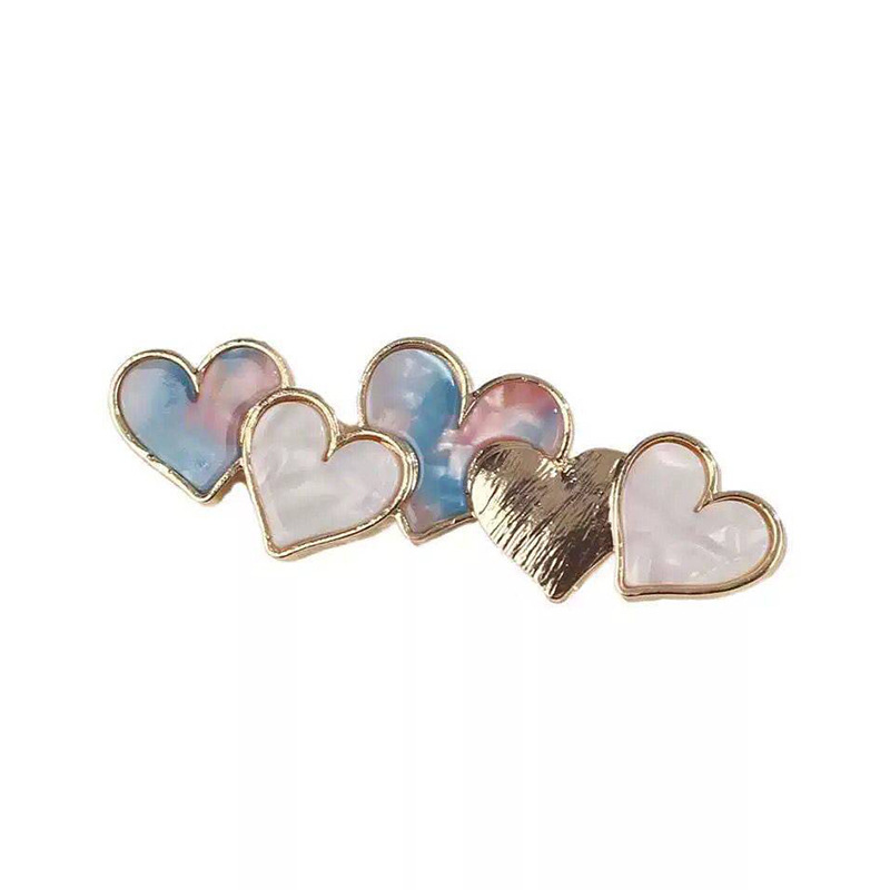 Acetic acid hair clips, Japanese and Korean star heart-shaped edge hair accessories, popular simple bangs clips, side clips, back of the head hair clips for young girls Item Picture