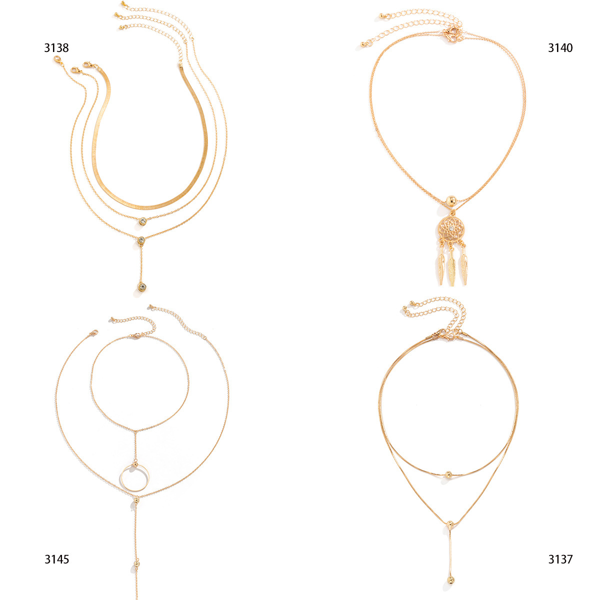 European and American cross-border jewelry, retro geometric round ball pendant, double-layer necklace, niche dream catcher, versatile necklace Application Scenario