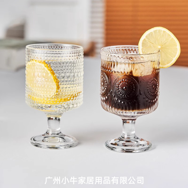 Iced Americano latte milk cup, cold drink cup, household low-legged sunflower glass cold brew coffee cup, juice cup details Picture