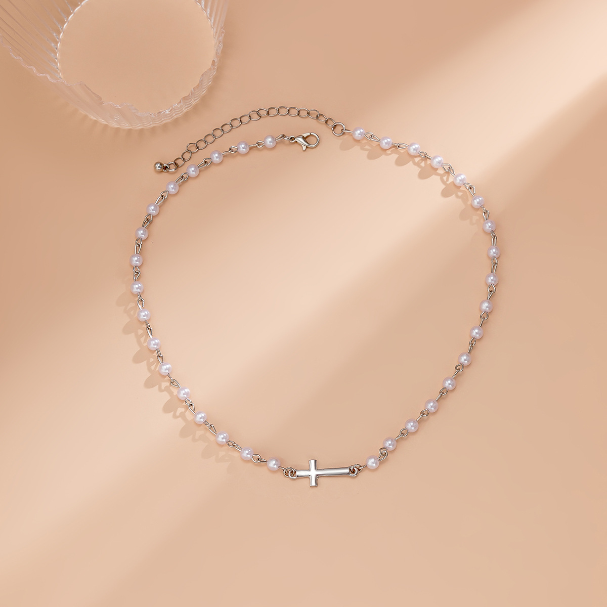 European and American cross-border jewelry, Bohemian retro blue devil eye necklace, French simple cross necklace Application Scenario