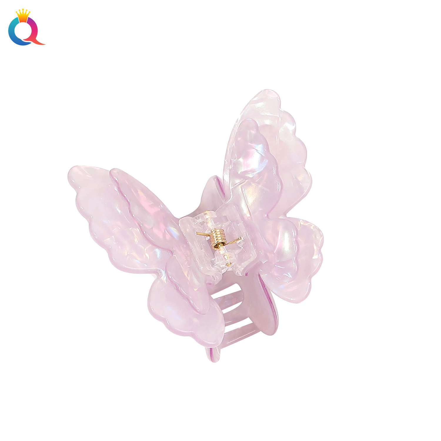 Qiyue Chaoxian Butterfly Clip Imitation Acetic Acid Hair clip, Gradient Double-layer butterfly disc hair clip, children's elegant hair accessory wholesale Item Picture