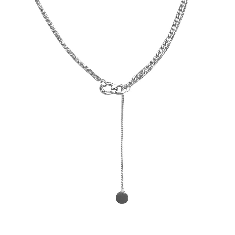 Silver clasp chain necklace for women's autumn and winter, a niche design sense, a niche hoodie chain, and an Instagram hip-hop trendy sweater chain Item Picture