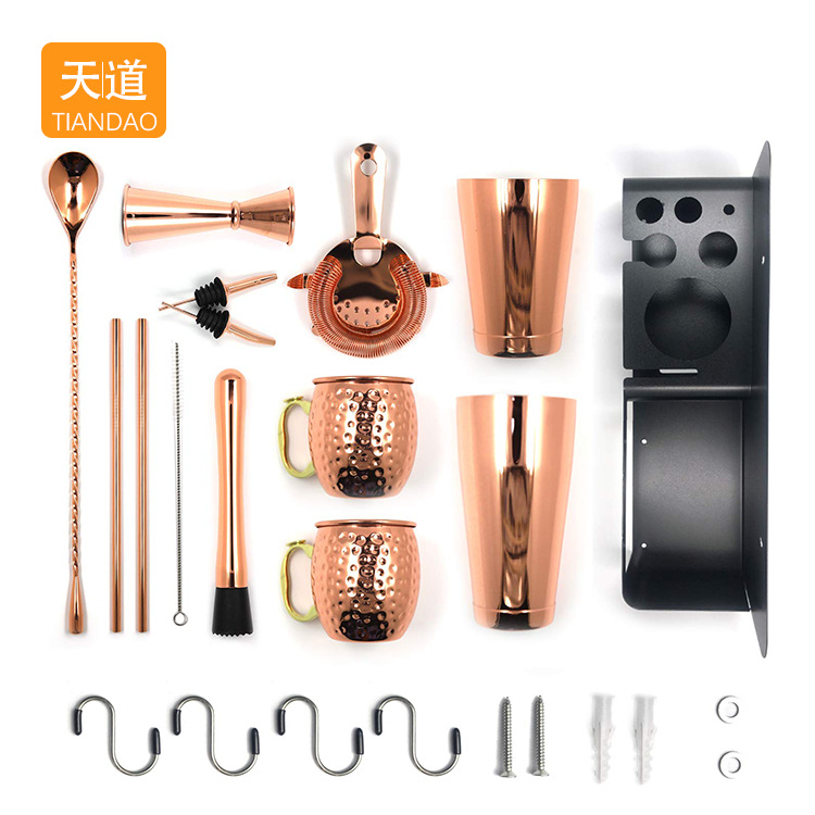 Cross-border stainless steel Moscow mule cup set, cocktail mixing set, family self-use shaker cup tools details Picture