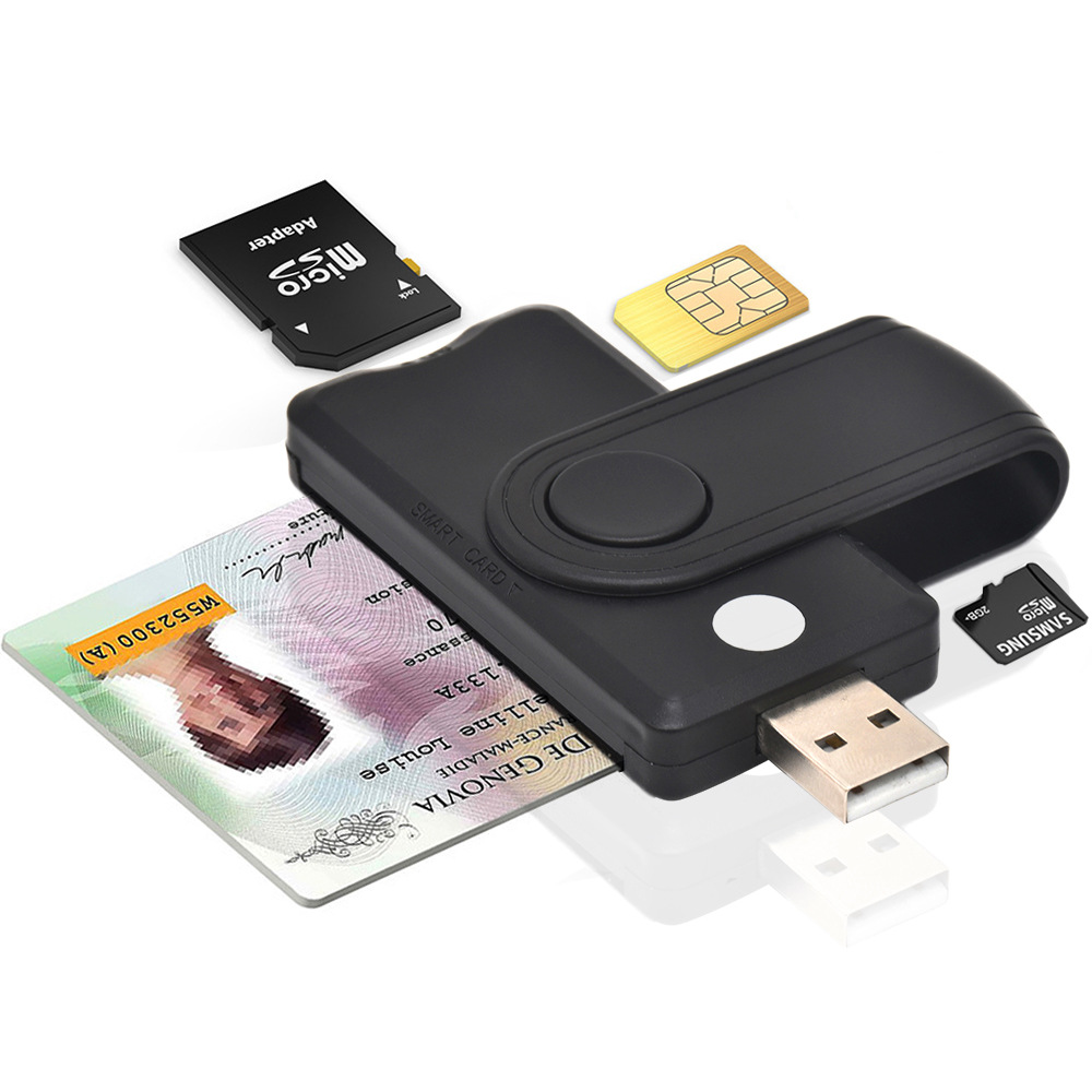 USB2.0 All-in-one Smart Card Reader SIM SD TF ID IC Smart Card Reader full figure