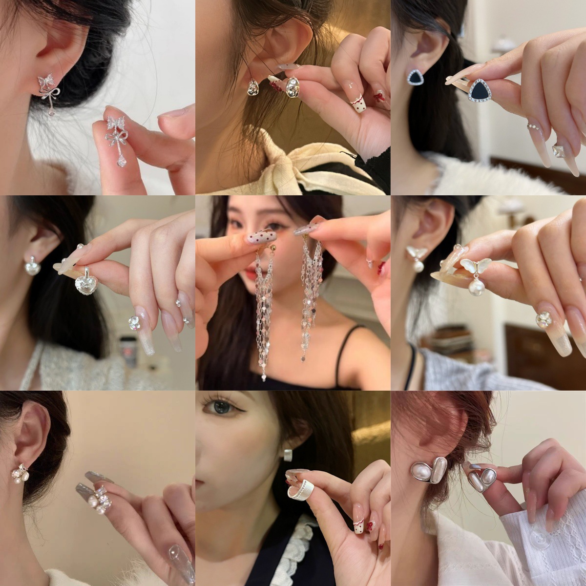 "Galaxy on the Ear, exquisite and high-end, French romantic earrings, light luxury, high-end, niche design, elegant stud earrings and earrings. full figure